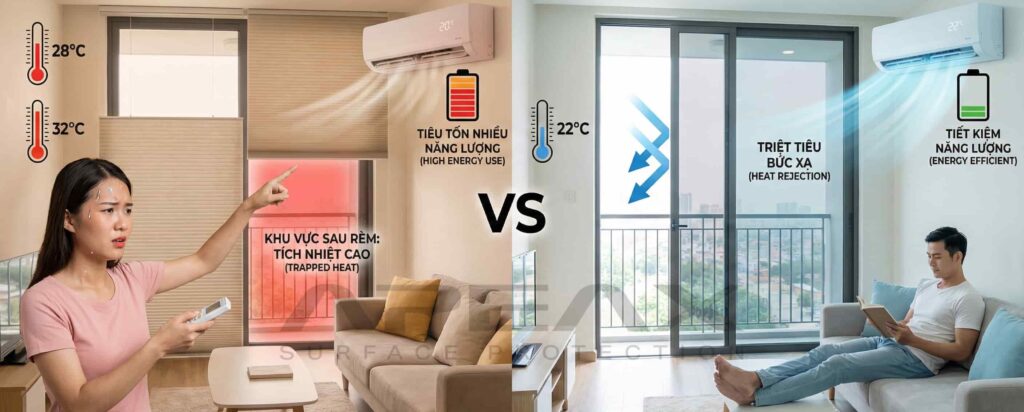 Phim cách nhiệt giúp tiết kiệm năng lượng, hệ thống điều hòa tránh quá tải công suất.