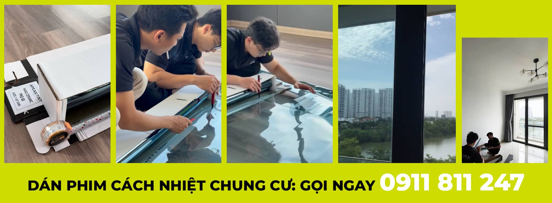 Thi công dán phim dán cách nhiệt thẩm mỹ cao từ đơn vị Apeax Việt Nam.